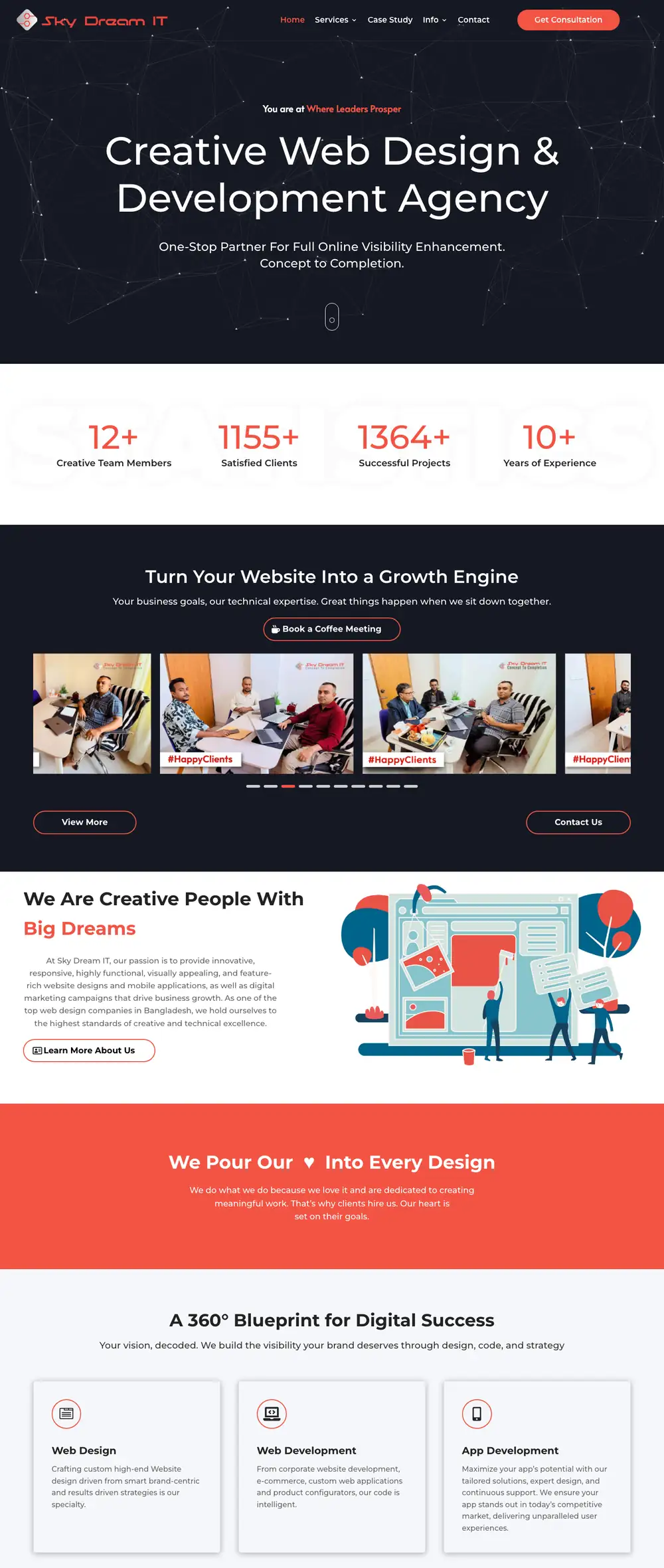 The top of the Sky Dream IT website